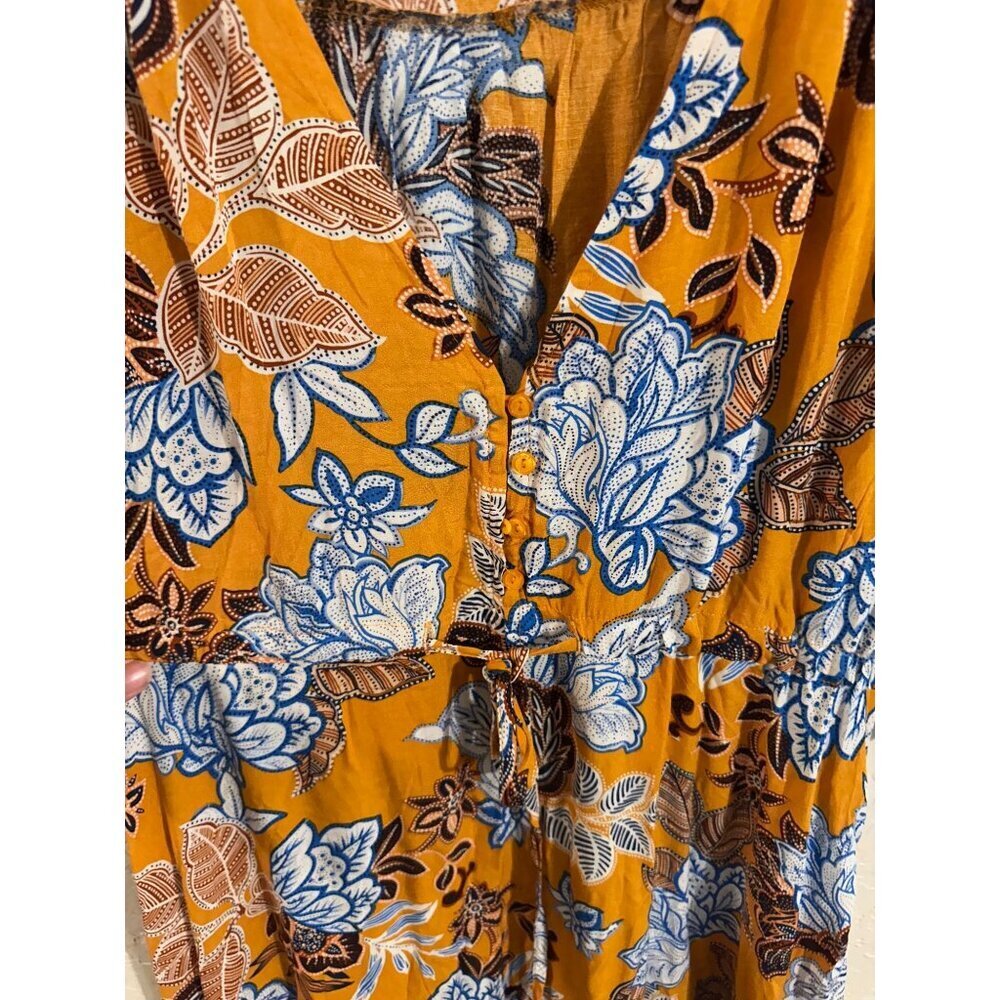 Anthropologie Y Abel the Label Mango Magic Floral Paisley Yellow Boho Maxi Dress - Picture 4 of 11